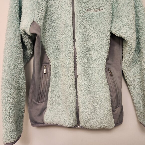 Columbia Jacket Womens Fast Beauty Plush Super Soft Zip Small Mint Green & Gray - Picture 4 of 13